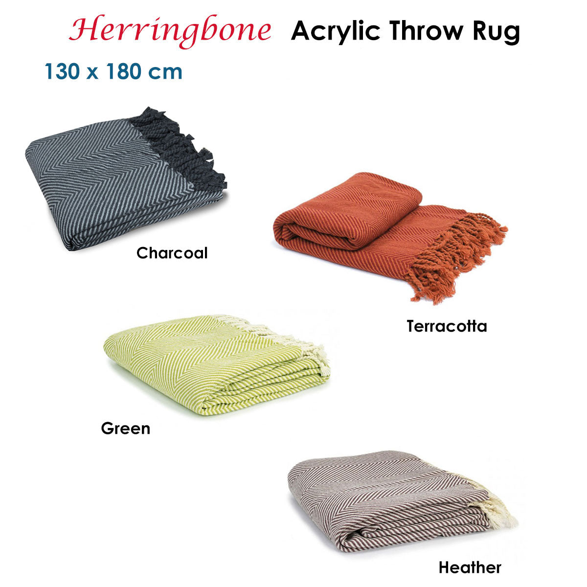 Herringbone Acrylic Throw Terracotta 3