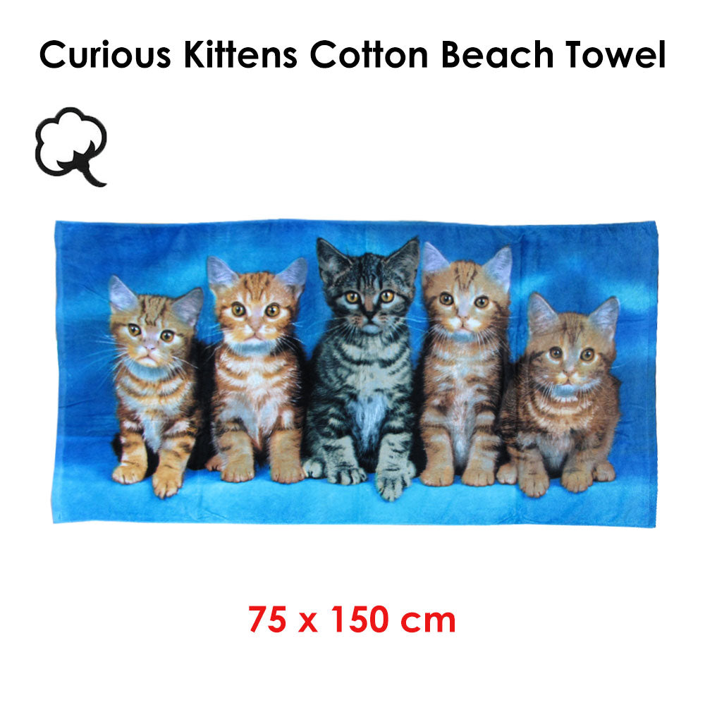 Curious Kittens Cotton Beach Towel