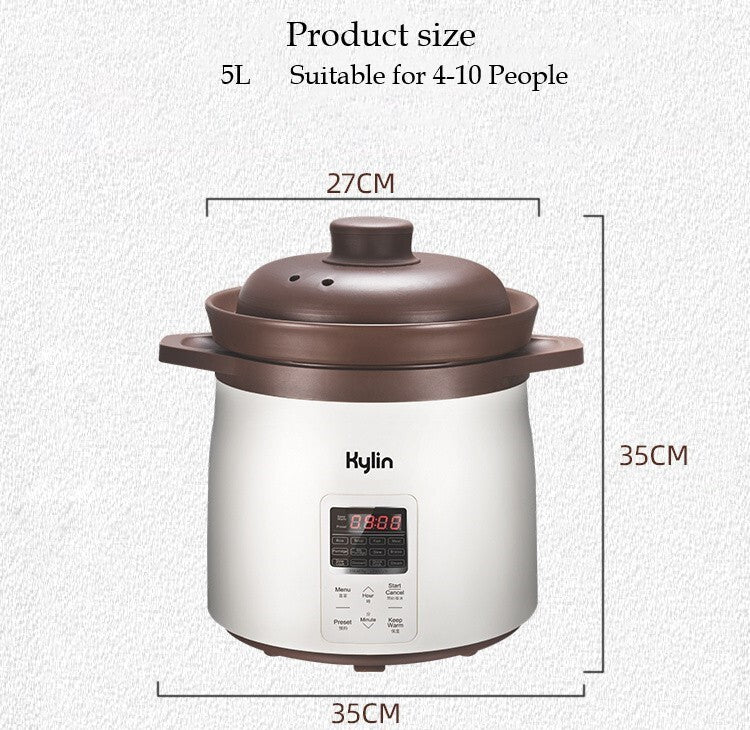 Kylin Electric Purple Clay Pot Slow Cooker 5L - K2021 9