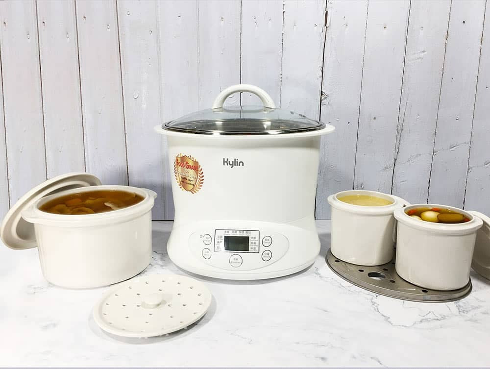 Kylin Electric Slow Cooker Stainless Steel Ceramic Pot Steamer 2.2L With 3 Containers 3