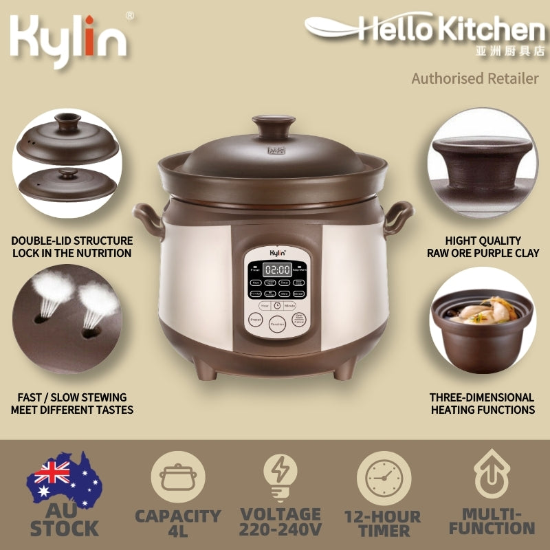Kylin Electric Purple Clay Pot Slow Cooker 4L - K2022 10
