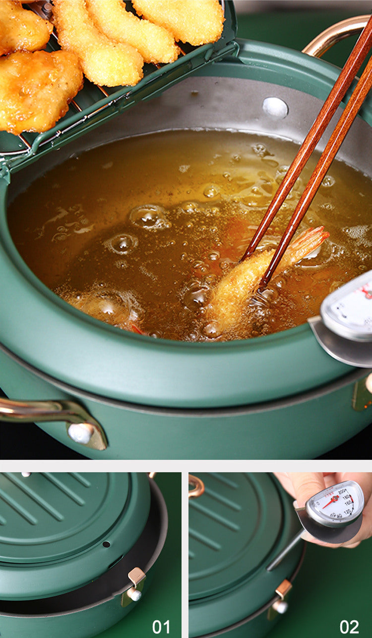 Justcook 20cm JSHS-YZG0320-1 Double Handle Tempura Karaga Fryer Pot Frying Pan 4