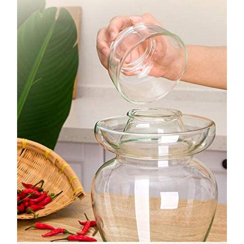 Premium Chinese and Korean Fermentation Pickle Glass Jar Kimchi Sauerkraut Canisters & Jars Large 7.5L 4