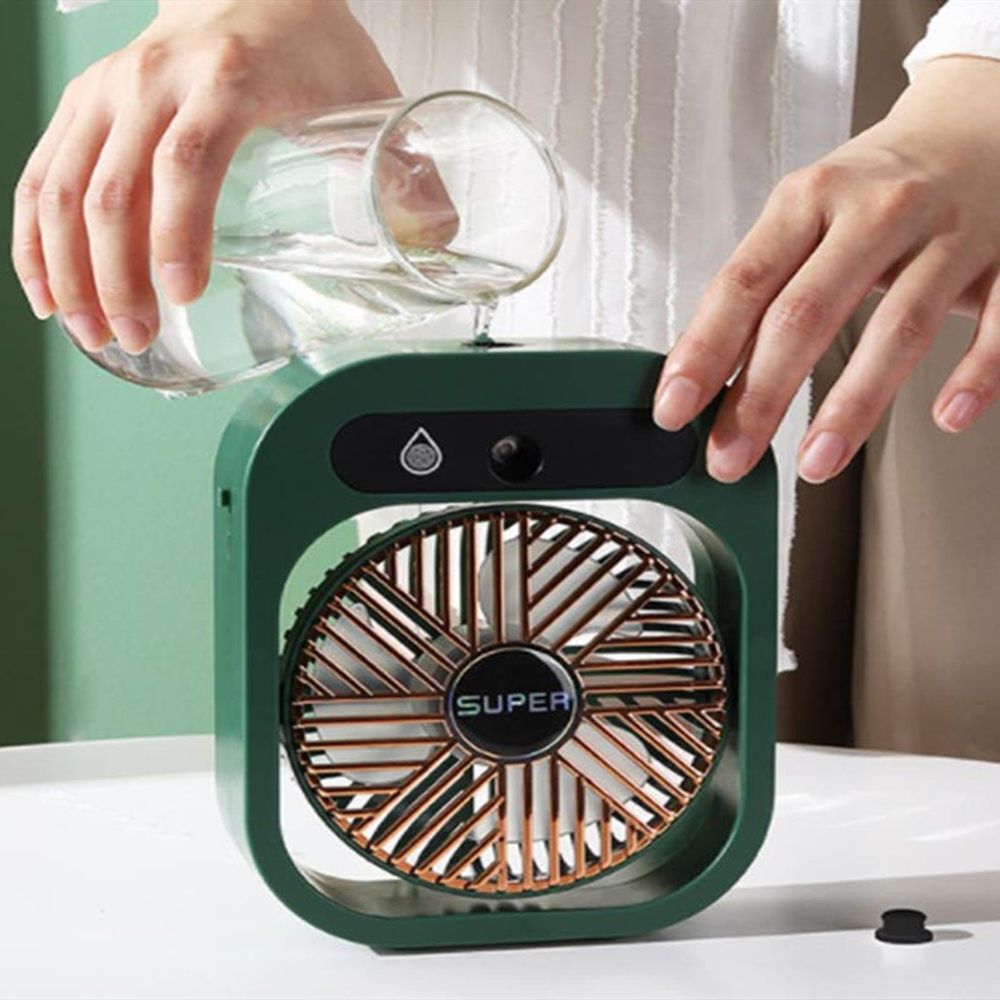 JY Ice Fog Air Conditioning Mist Humidfier Mini Fan Humidifying - White 5