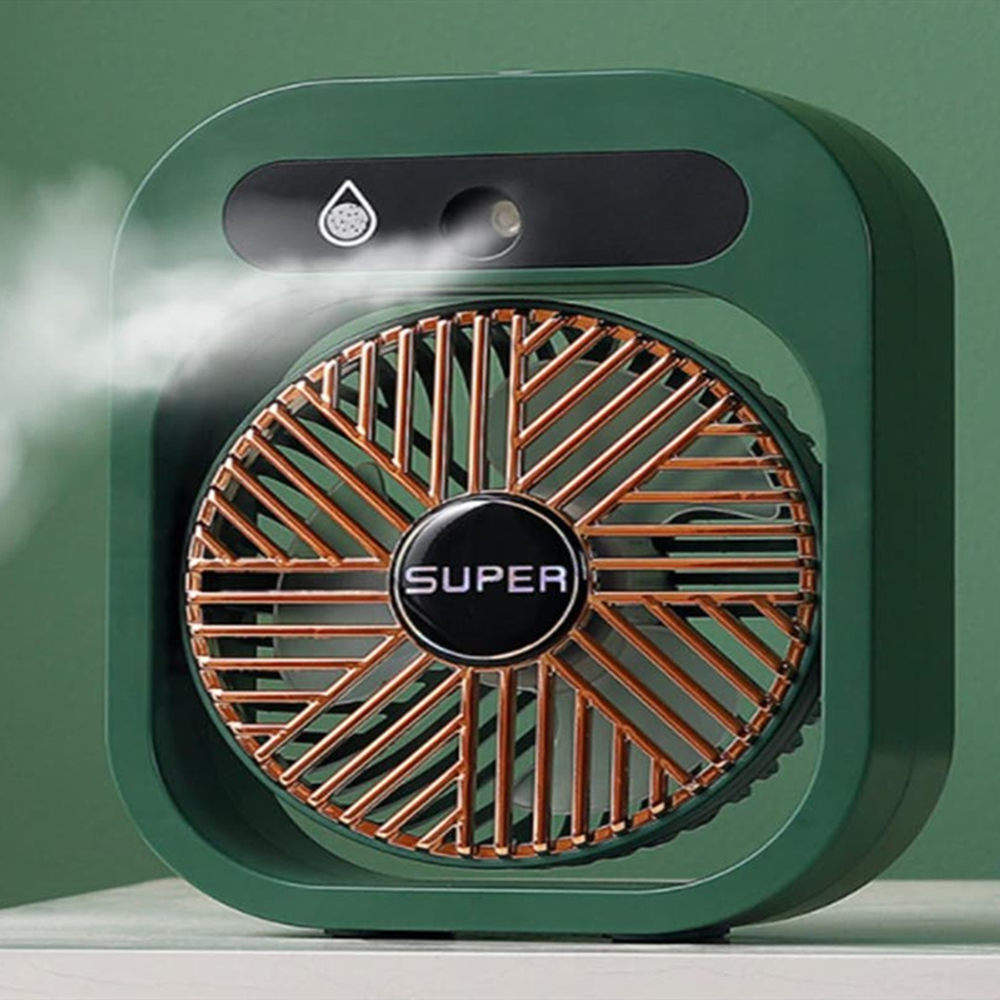 JY Ice Fog USB Air Conditioning Mist Humidfier Mini Fan - Green 3
