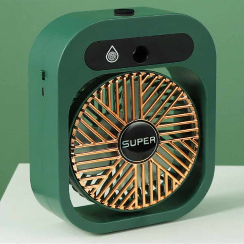JY Ice Fog USB Air Conditioning Mist Humidfier Mini Fan - Green 4