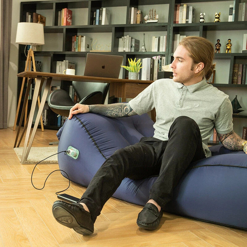 Giga Lounger Lazy Camping Air Bag Sofa Bed for Beach Sleeping Navy blue 3