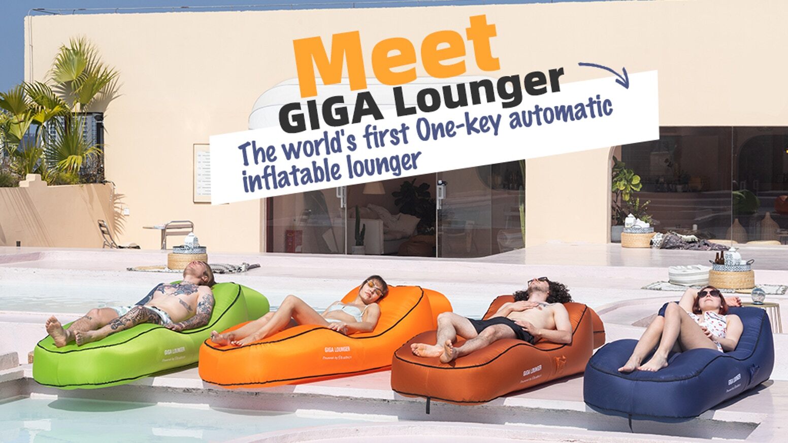 Giga Lounger Lazy Camping Air Bag Sofa Bed for Beach Sleeping Navy blue 5