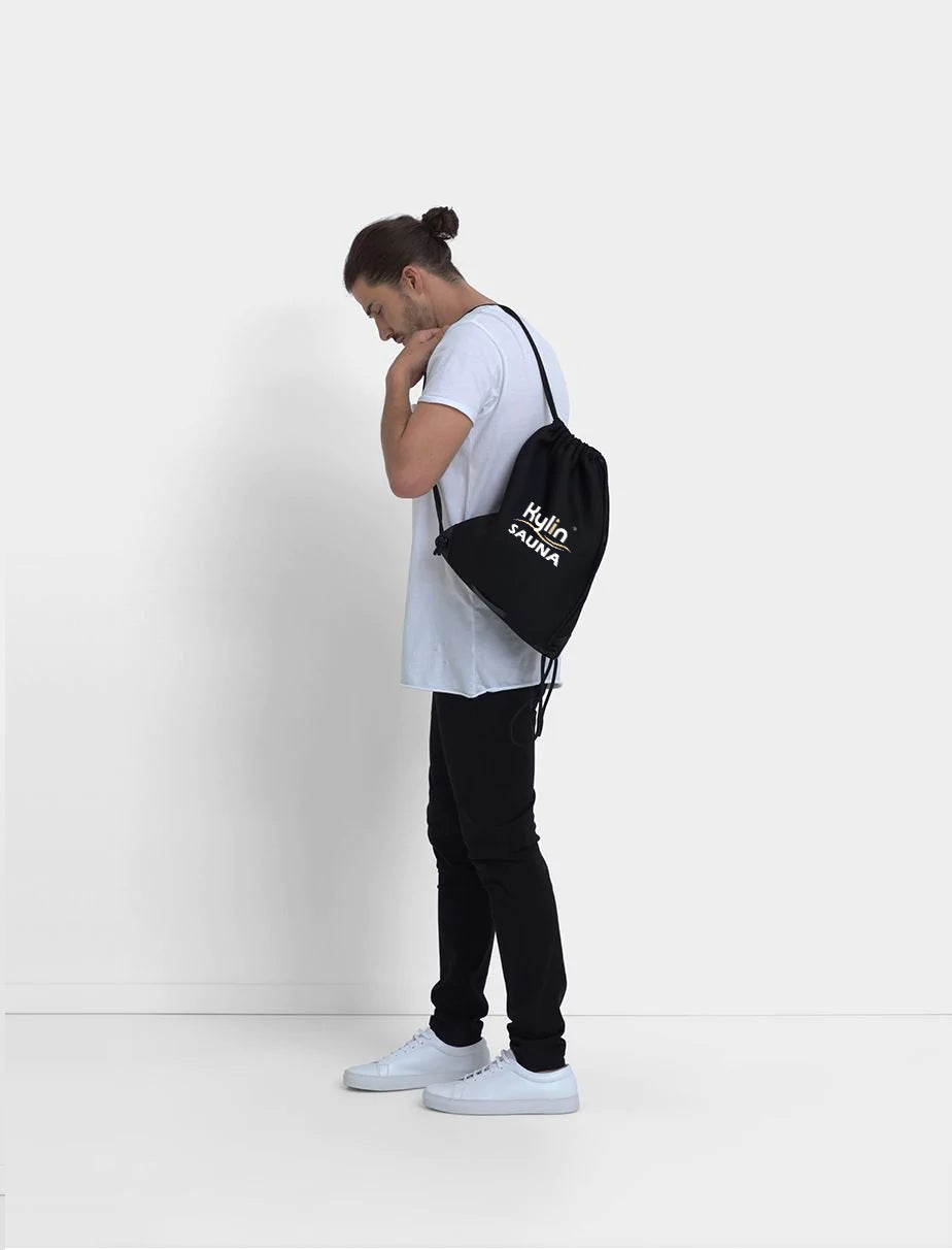 Kylin Black Nylon Sport Drawstring Bag 3