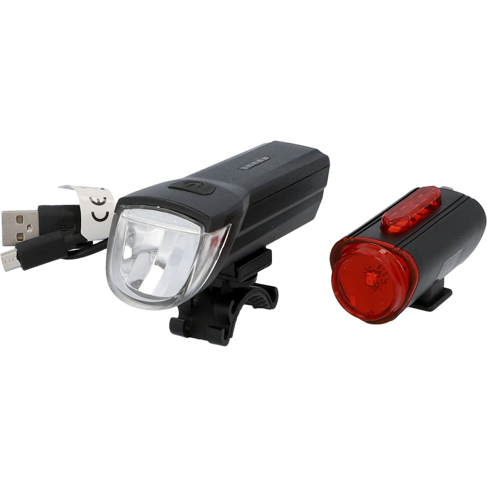 Fischer LED Bike Light Set 30Lux USB with rear floor light 8