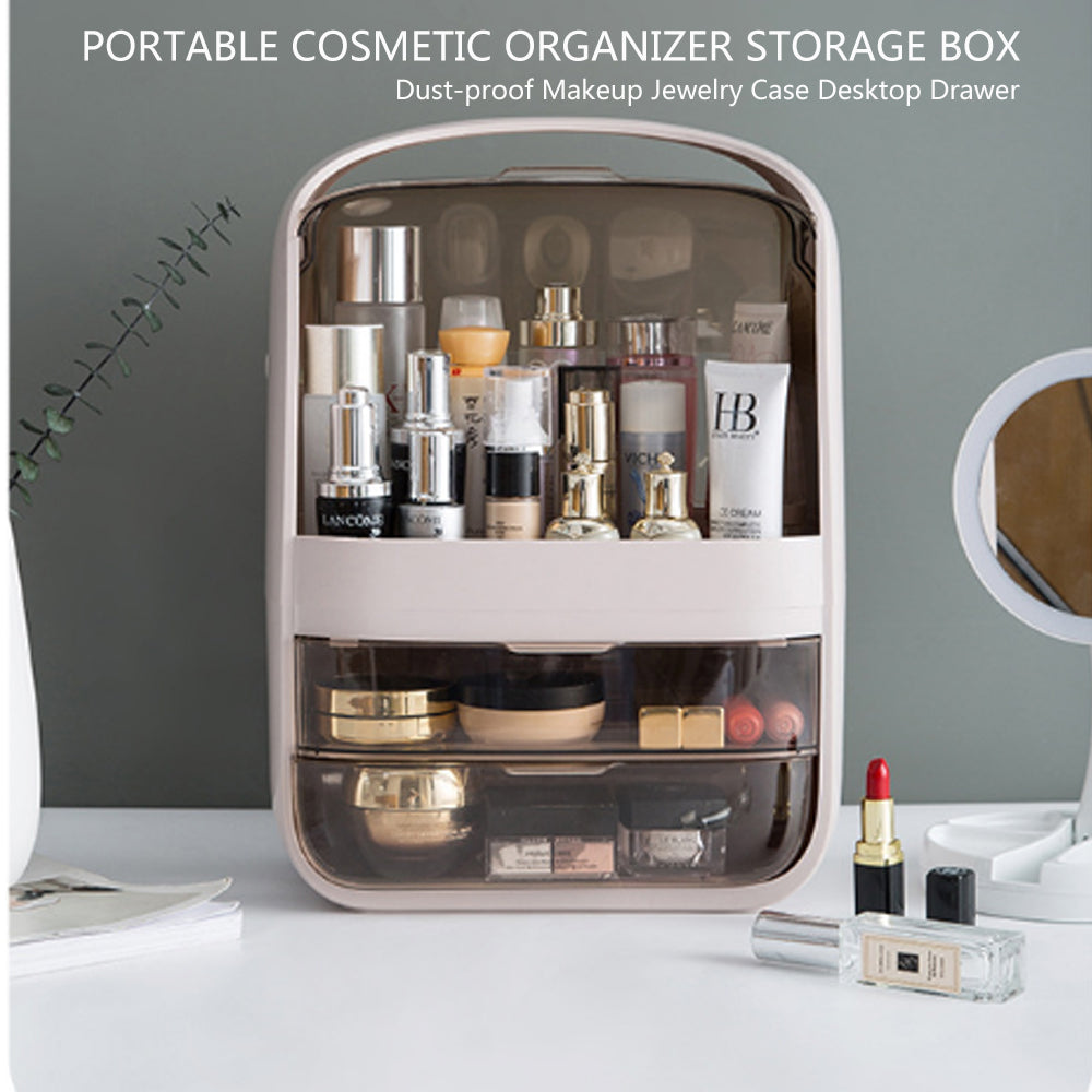 Portable Transparent Cosmetic Organizer Makeup Dust-proof Storage Box(Champagne) 4
