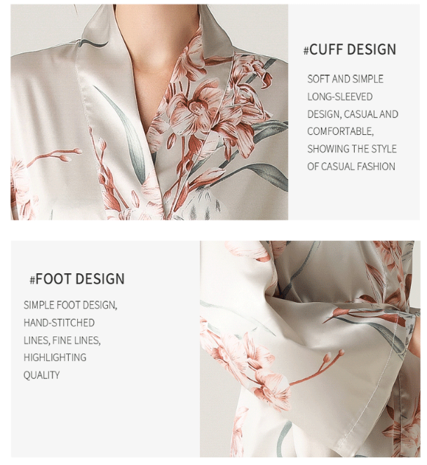 3 Pcs Set Woman Elegant Nightdress Silk Satin Summer Sleepwear Pajamas (M Size) 3