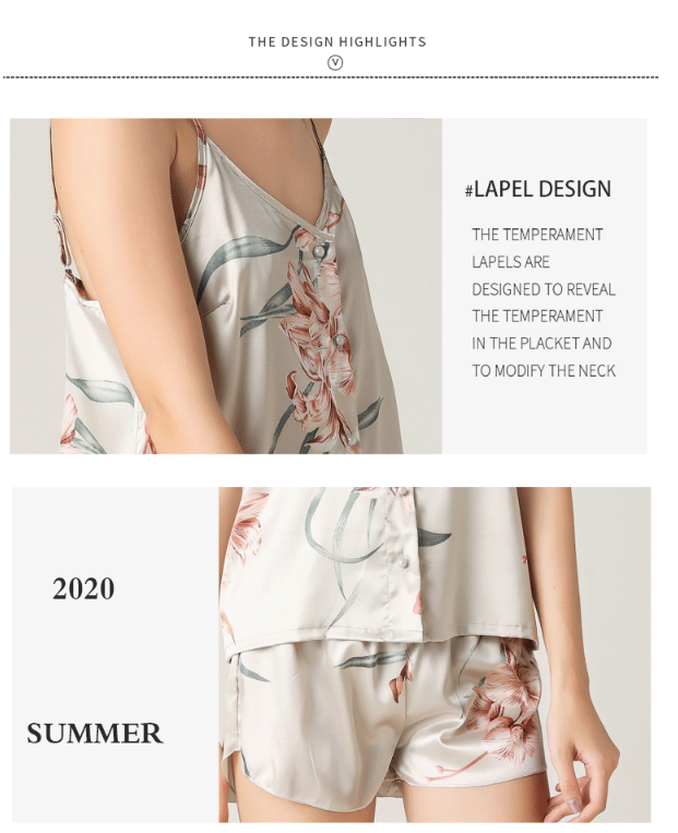 3 Pcs Set Woman Elegant Nightdress Silk Satin Summer Sleepwear Pajamas (L Size) 3