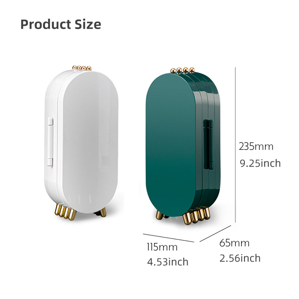 Jewellery Storage Box Earrings Display Necklace Organizer 4 Doors Foldable Screen (White) 3