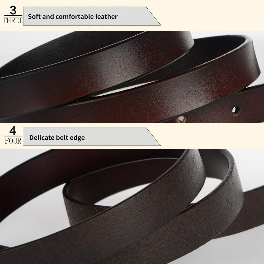 New Women's Belt Luxury Genuine Leather Belts For Women Female Gold Pin Buckle (Black) 3