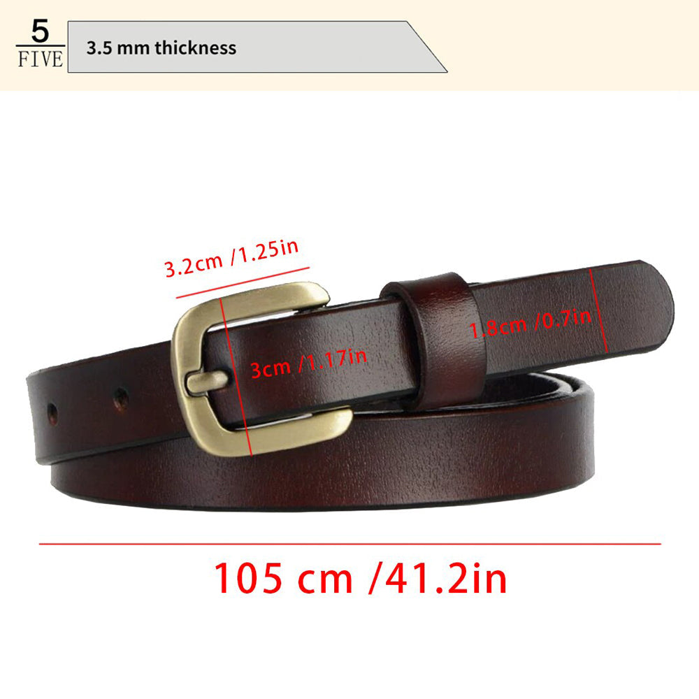 New Women's Belt Luxury Genuine Leather Belts For Women Female Gold Pin Buckle (Coffee) 4