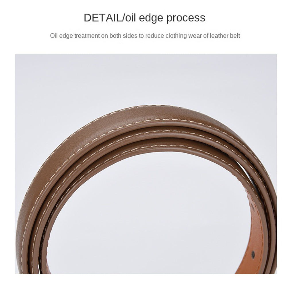Luxury Top Layer Cow Leather Belt Women's Simple Decorative Jeans Belt Versatile Fashion Thin Belt (Apricot) 7
