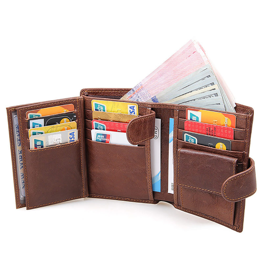 Genuine leather men wallets High-quality Multi card short wallet Men's Cow Leather RFID Card Holder 3
