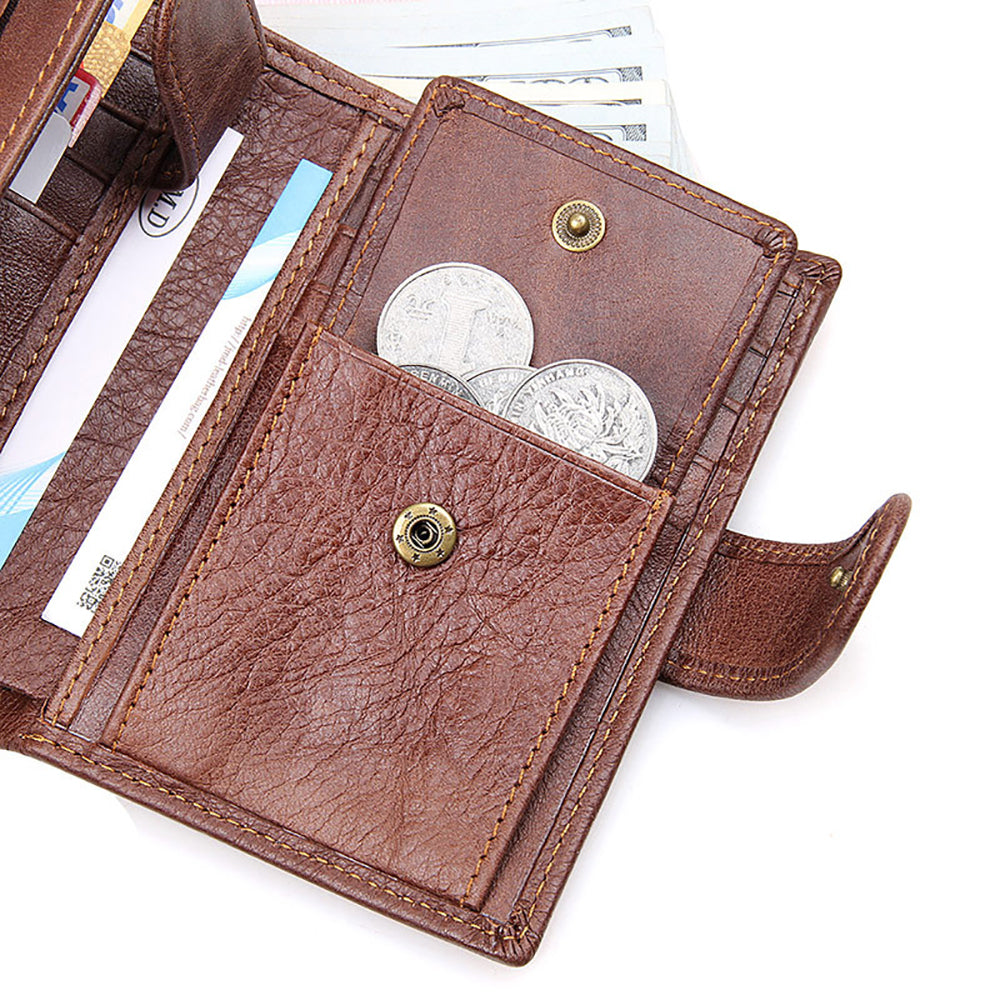 Genuine leather men wallets High-quality Multi card short wallet Men's Cow Leather RFID Card Holder 4