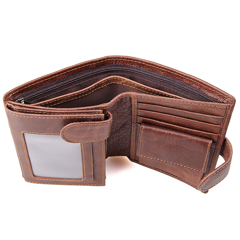 Genuine leather men wallets High-quality Multi card short wallet Men's Cow Leather RFID Card Holder 5