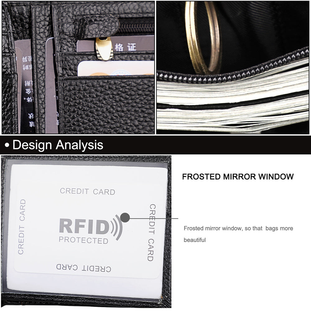 Men's Genuine Leather Bilfold Wallet RFID Blocking Card Holder Zipper Coin Purse 4