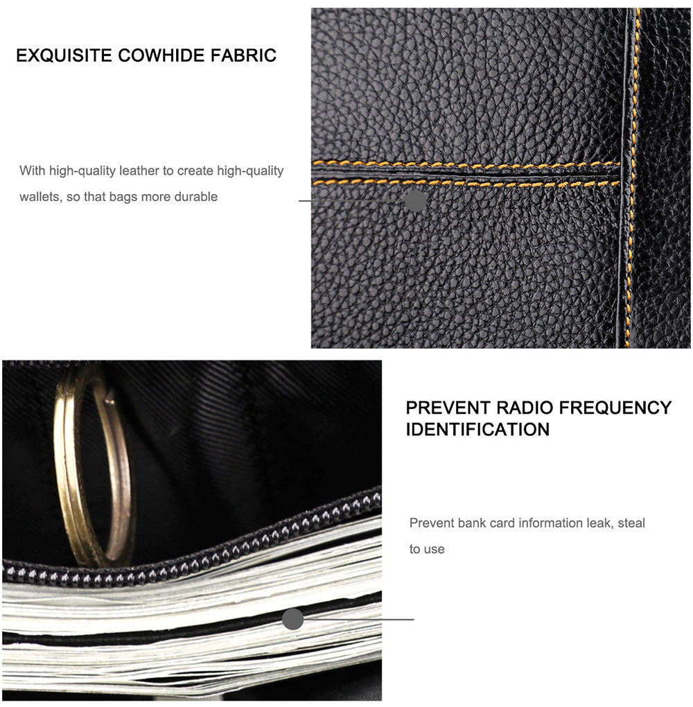 Men's Genuine Leather Bilfold Wallet RFID Blocking Card Holder Zipper Coin Purse 5