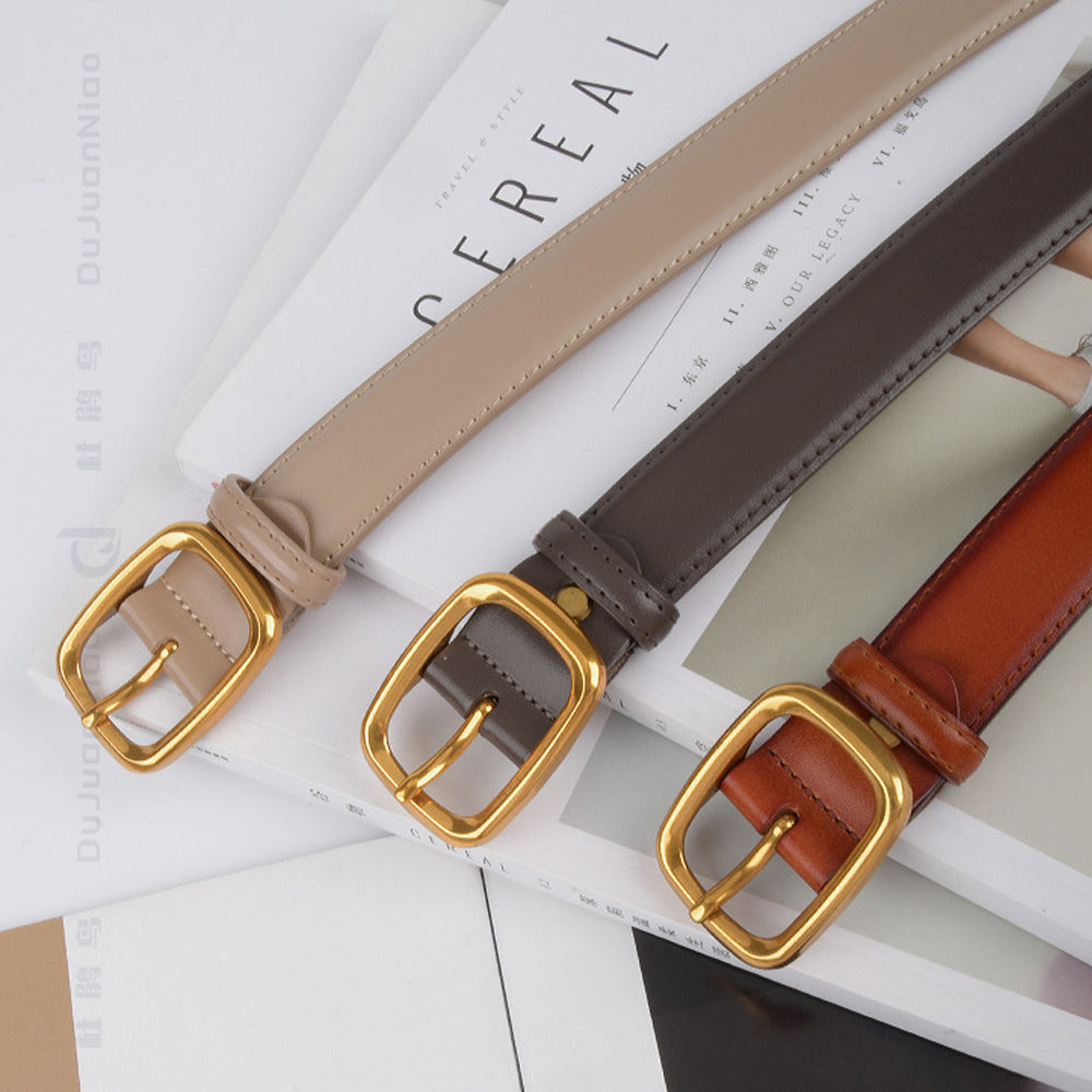 Classic Leather Belts for Women, Joyreap Genuine Leather Womens Belts with Gold Buckle (Brown) 5