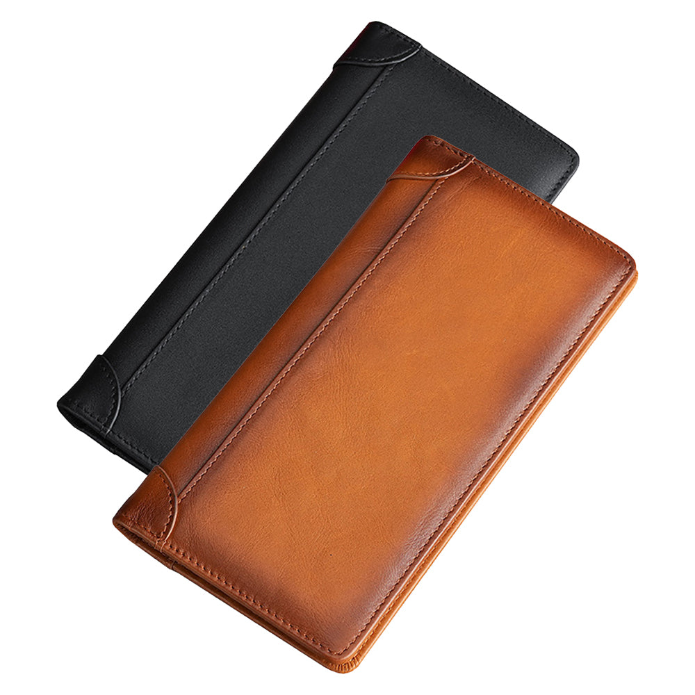 100% Genuine Leather Men's Wallet RFID Blocking Card Holder Bifold and Long Wallets (Black Long Wallet) 4