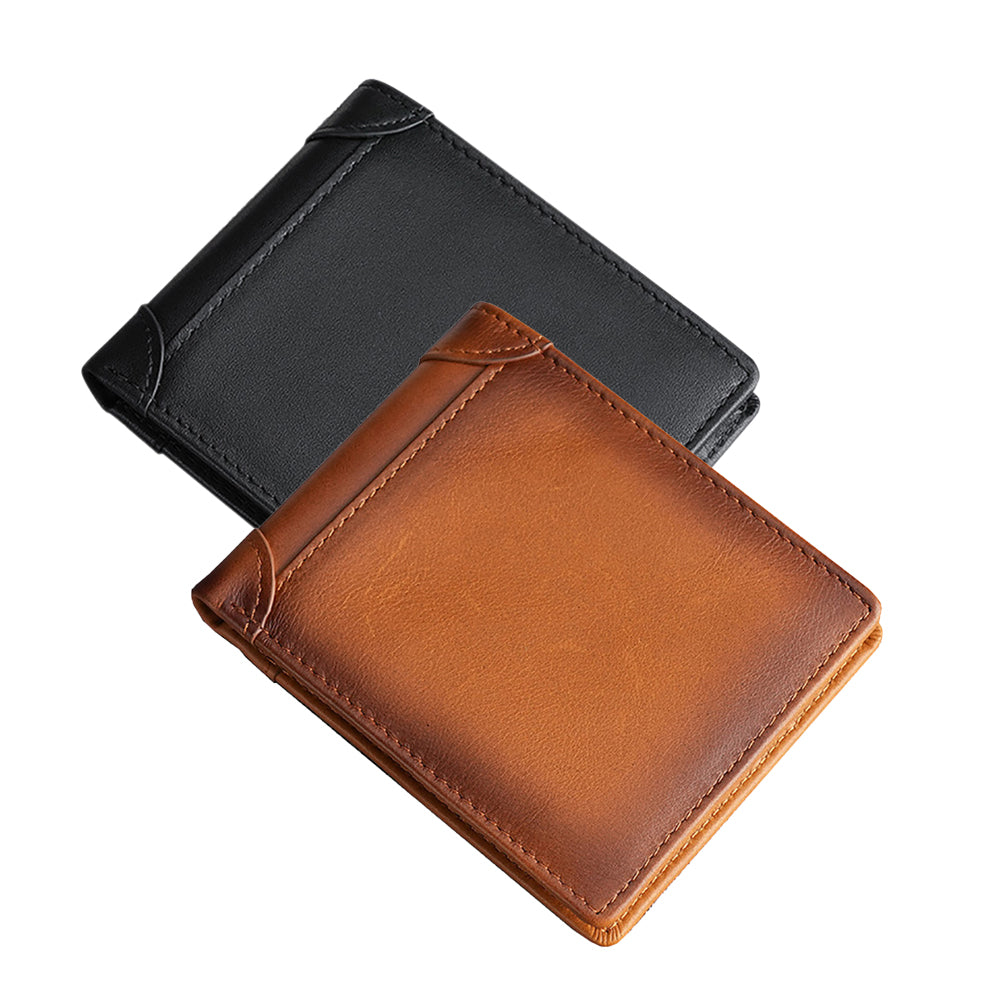 100% Genuine Leather Men's Wallet RFID Blocking Card Holder Bifold and Long Wallets (Brown Bifold Horizontal) 4