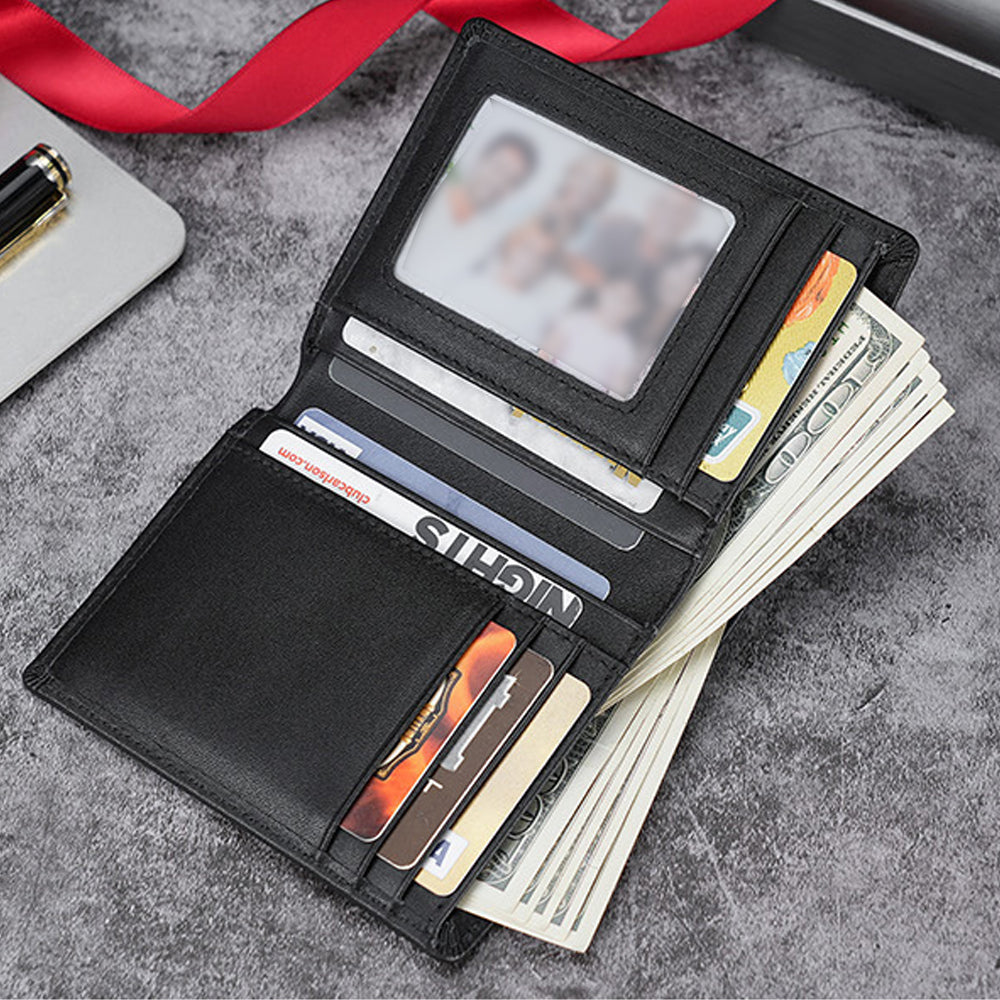 100% Genuine Leather Men's Wallet RFID Blocking Card Holder Bifold and Long Wallets (Brown Bifold Verticle) 3