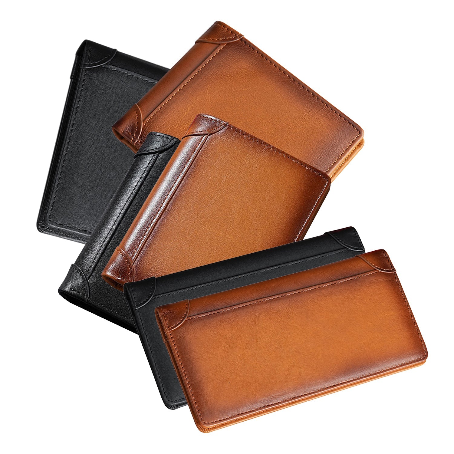 100% Genuine Leather Men's Wallet RFID Blocking Card Holder Bifold and Long Wallets (Brown Bifold Verticle) 5