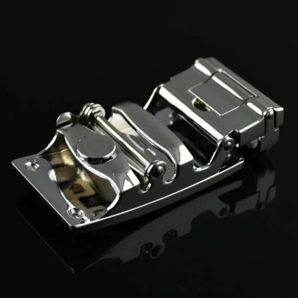 Adjustable Slide Luxury Leather Belt For Men's Automatic Buckle Ratchet Business Dress Belts (FB8501#01) 4