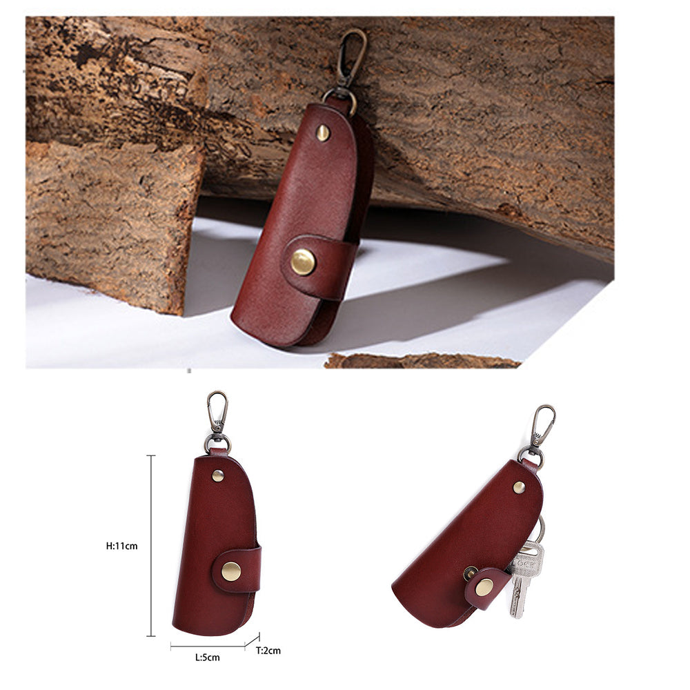 Genuine Leather Wallet Purse Bag Case Holder Key Ring Pouch Bag Safe Hanger (Burgundy) 6