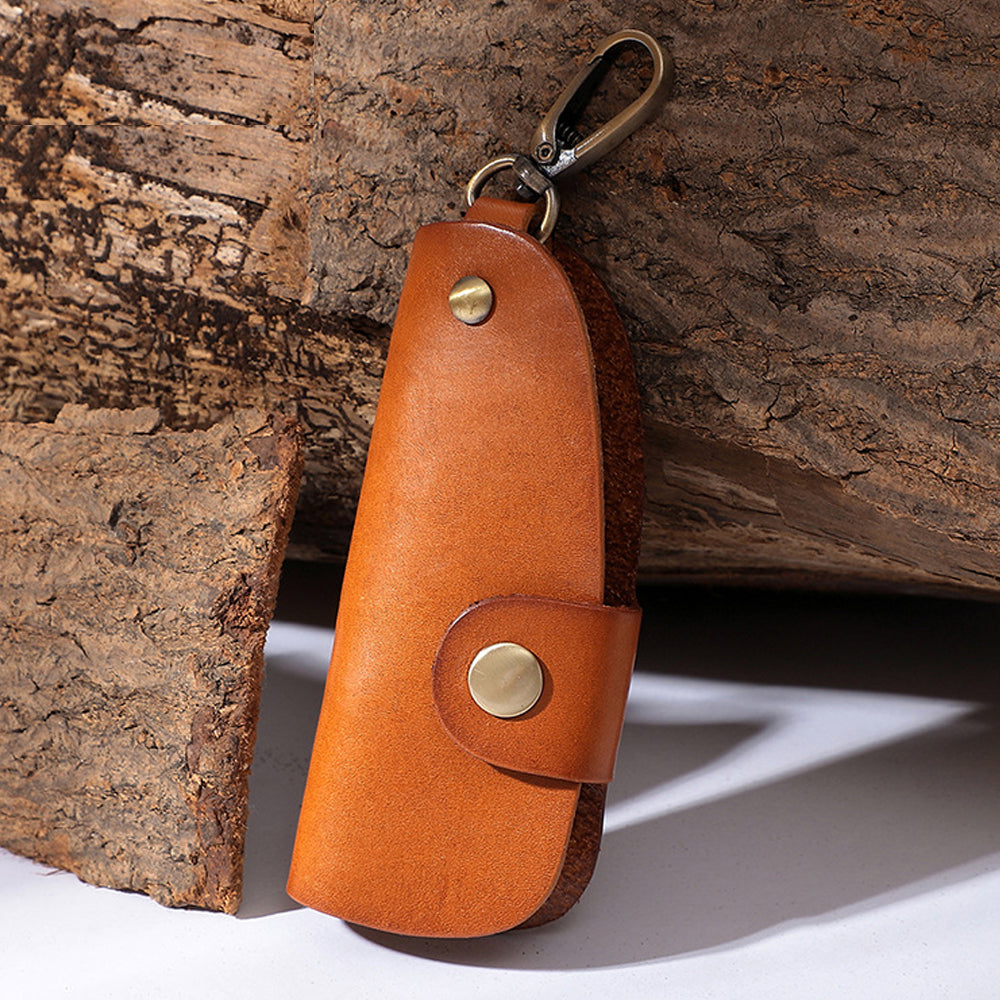 Genuine Leather Wallet Purse Bag Case Holder Key Ring Pouch Bag Safe Hanger (Tan) 4