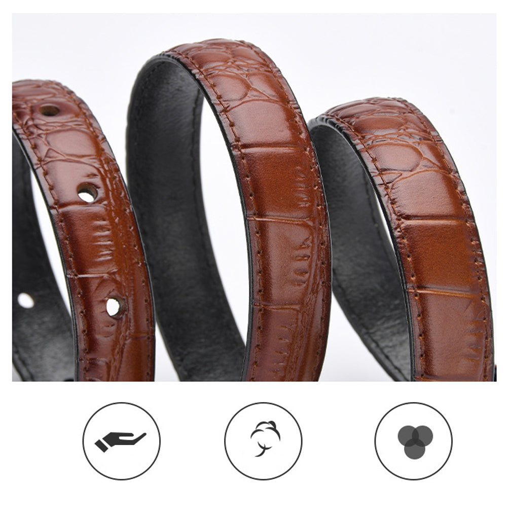Genuine leather with Crocodile pattern pin buckle thin belt jeans belt for women (Light Brown) 4