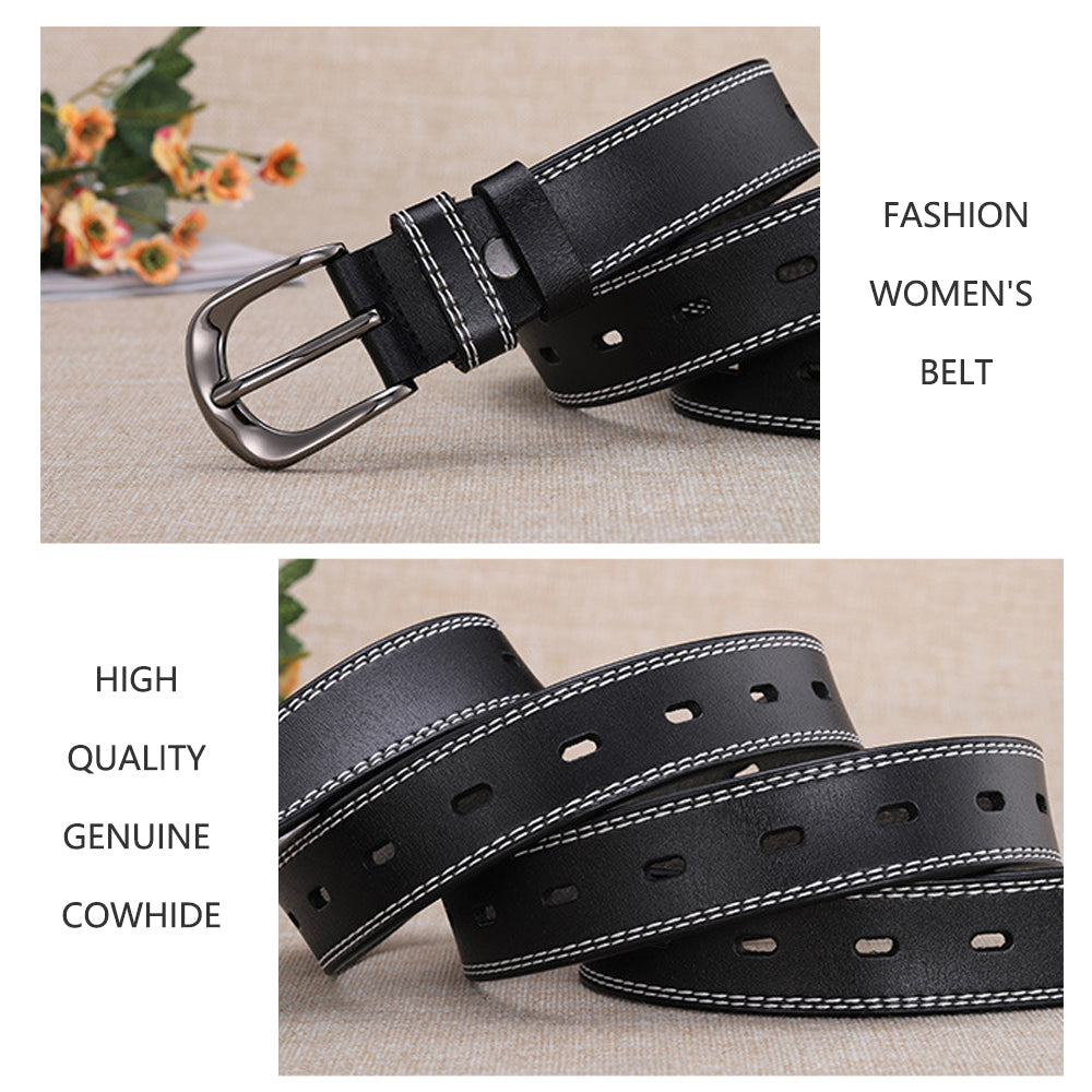 Classic Leather Belts for Women, Joyreap Genuine Leather Womens Belts Alloy Pin Buckle (Black) 3