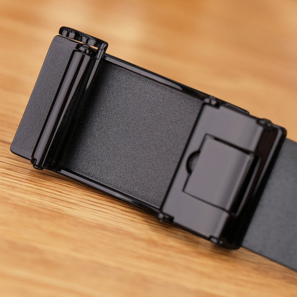 Genuine Cowhide Embossed with Crocodile Pattern Belt  Luxury Business Automatic Belts (Black) 5