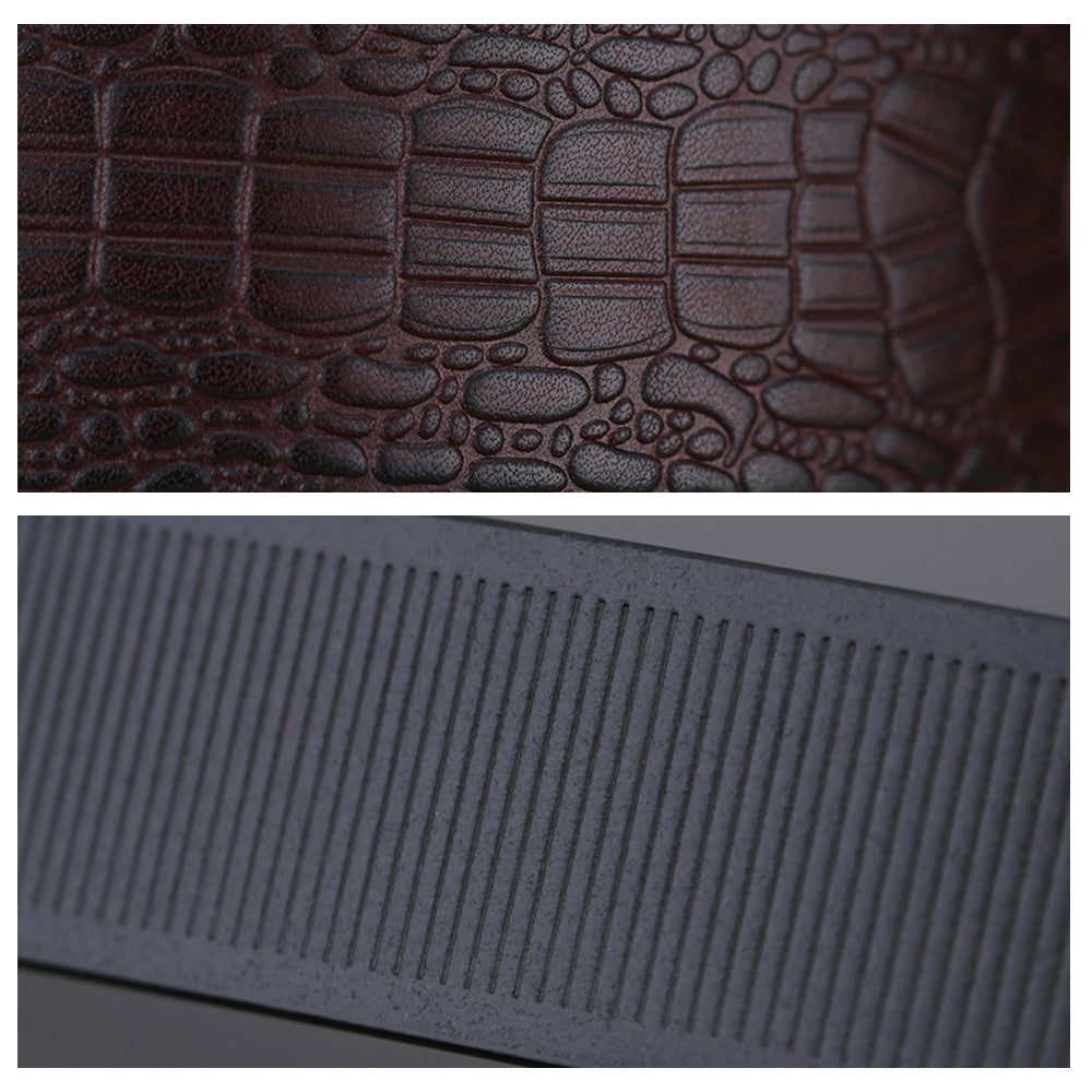 Genuine Cowhide Embossed with Crocodile Pattern Belt  Luxury Business Automatic Belts (Black) 7