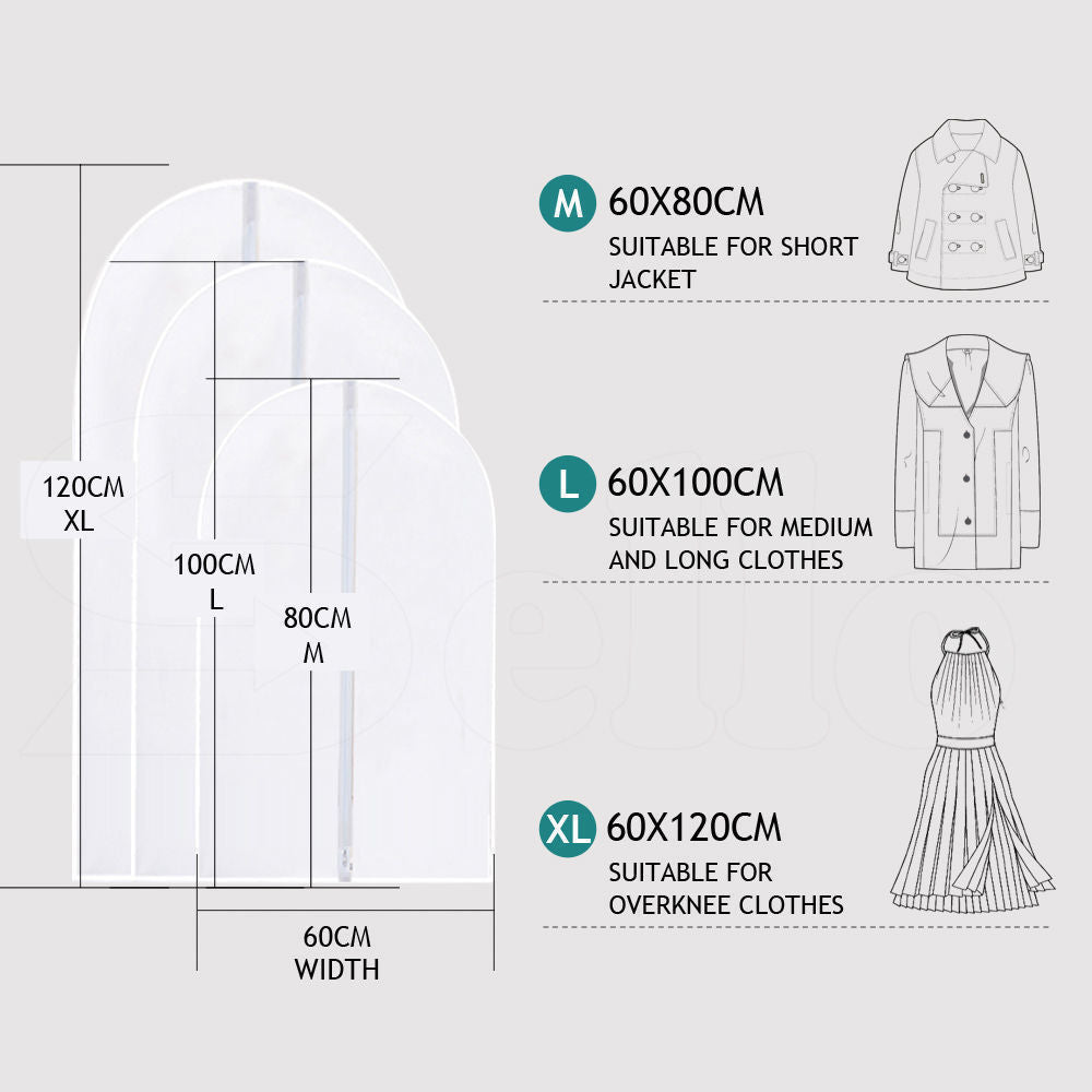 6Pcs Suit Dress Clothing Dust Cover Bag Jacket Wardrobe Storage Coat Protector (2M+2L+2XL) 7