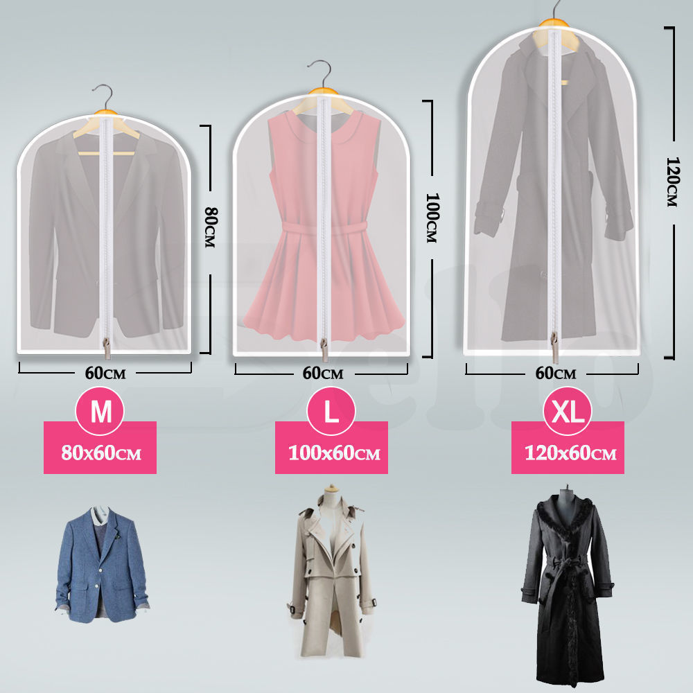 6Pcs Suit Dress Clothing Dust Cover Bag Jacket Wardrobe Storage Coat Protector (2M+2L+2XL) 9