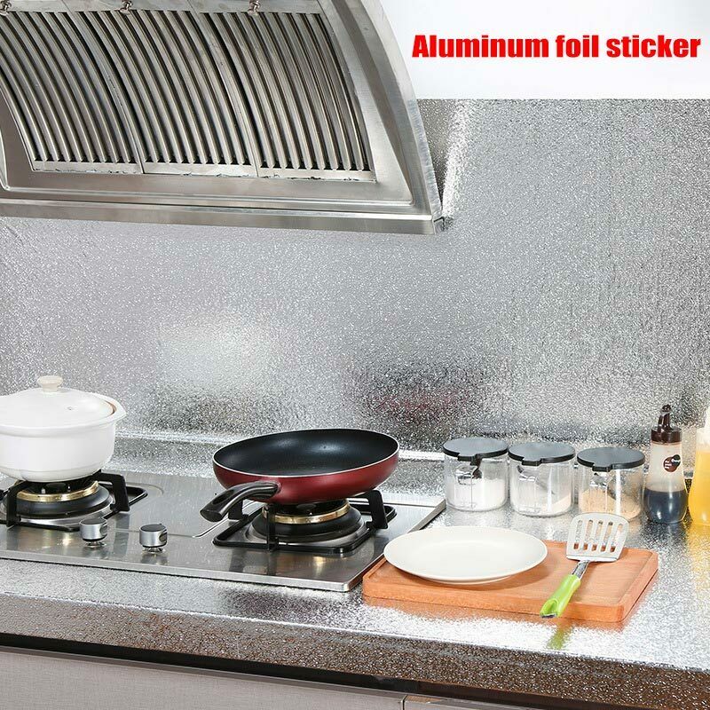 Aluminum Foil Sticker Self Adhesive Oil-proof Waterproof Kitchen Cabinet Wall(40*500cm) 6