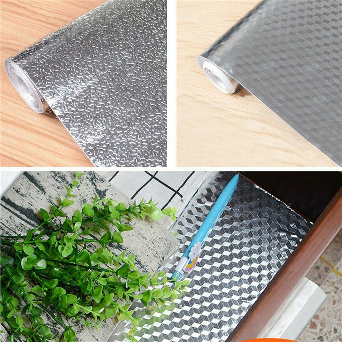Aluminum Foil Sticker Self Adhesive Oil-proof Waterproof Kitchen Cabinet Wall(60*300cm) 8