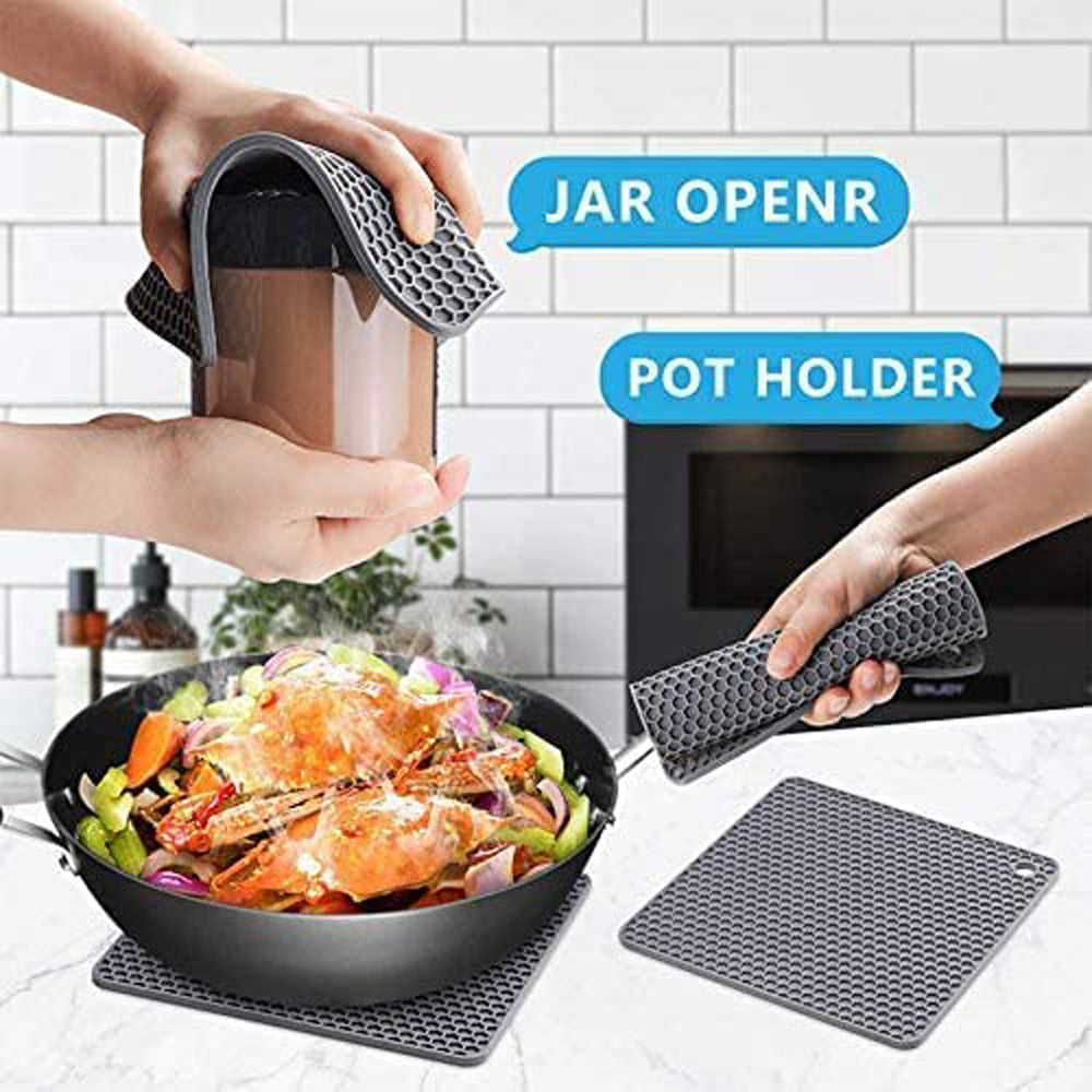 4 Pack Multi Purpose Silicone Insulation Mat Heat-Resistant Dishes Pads(Grey) 4