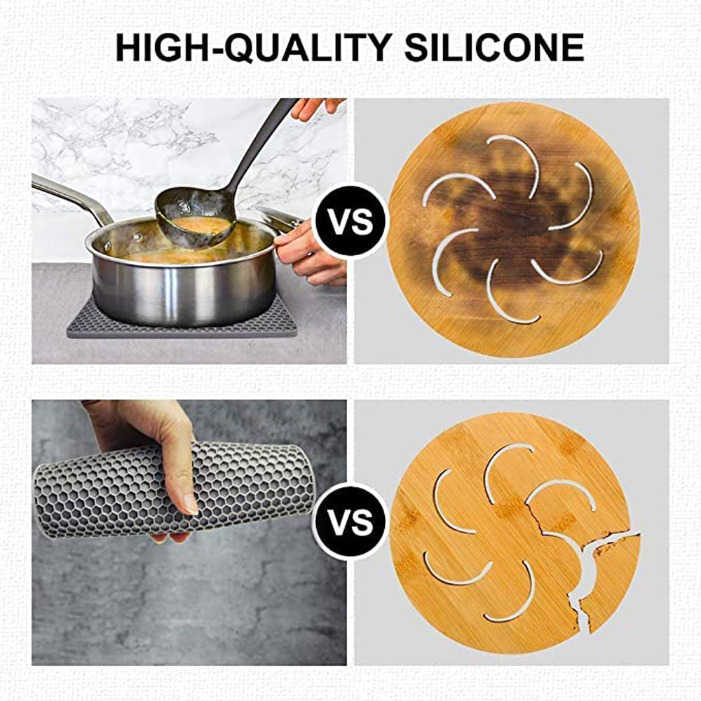 4 Pack Multi Purpose Silicone Insulation Mat Heat-Resistant Dishes Pads(Grey) 5