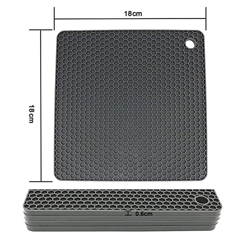 4 Pack Multi Purpose Silicone Insulation Mat Heat-Resistant Dishes Pads(Grey) 6