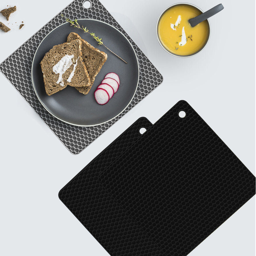 4 Pack Multi Purpose Silicone Insulation Mat Heat-Resistant Dishes Pads(Grey) 7