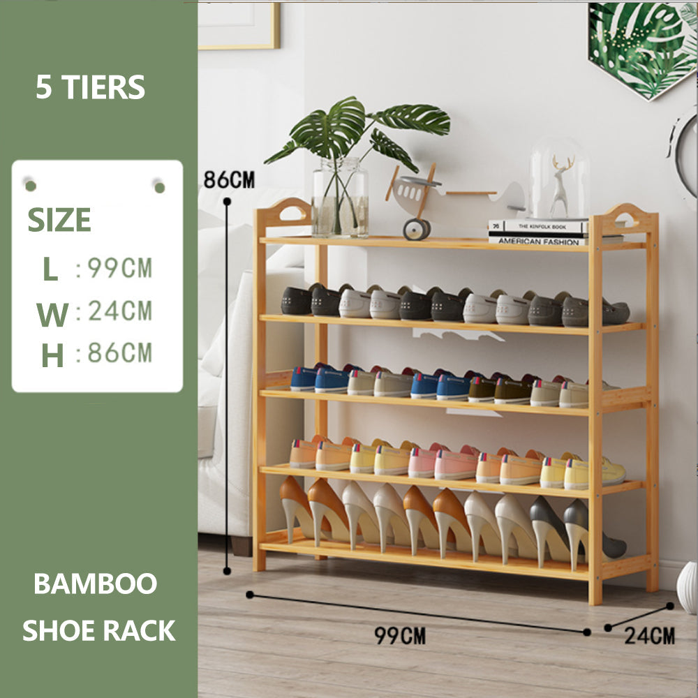 Multi-layers Bamboo Shoe Rack Storage Organizer Wooden Flower Stand Shelf(3 Layers) 4