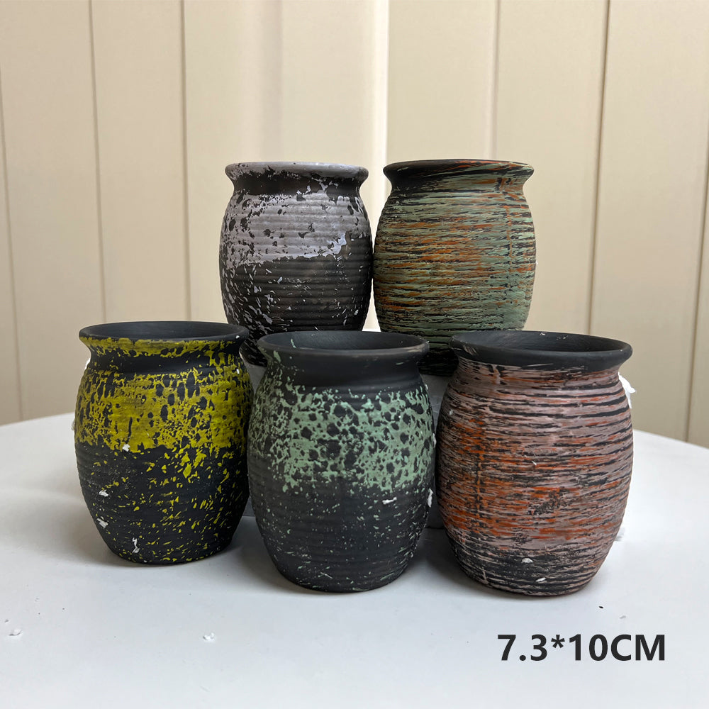 Ceramic Clay Pottery Pots Set Succulent Flower Planter Series 02(Style 02# 5 Pots Set) 3