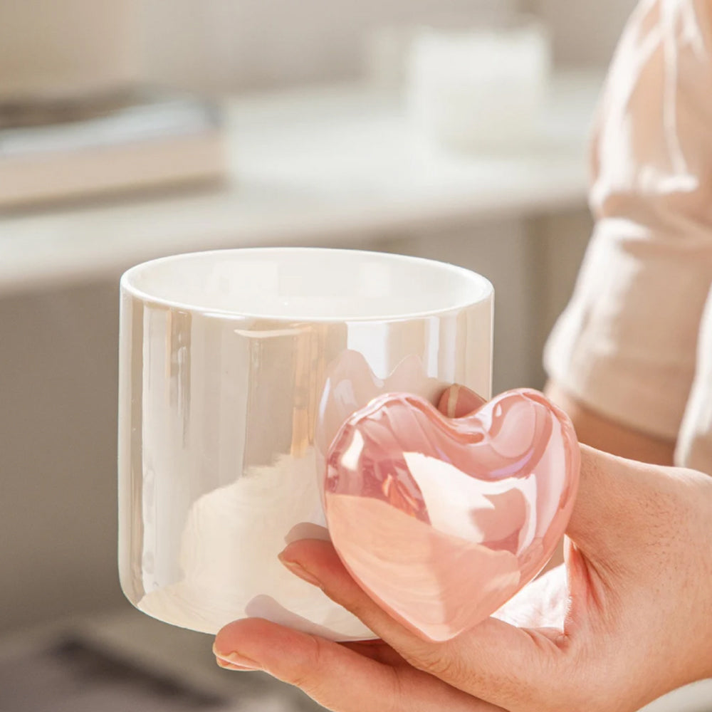 Lovely 3D Heart Love Ceramic Cup Mug Puffy Heart Handle with Gift Box (Purple) 4