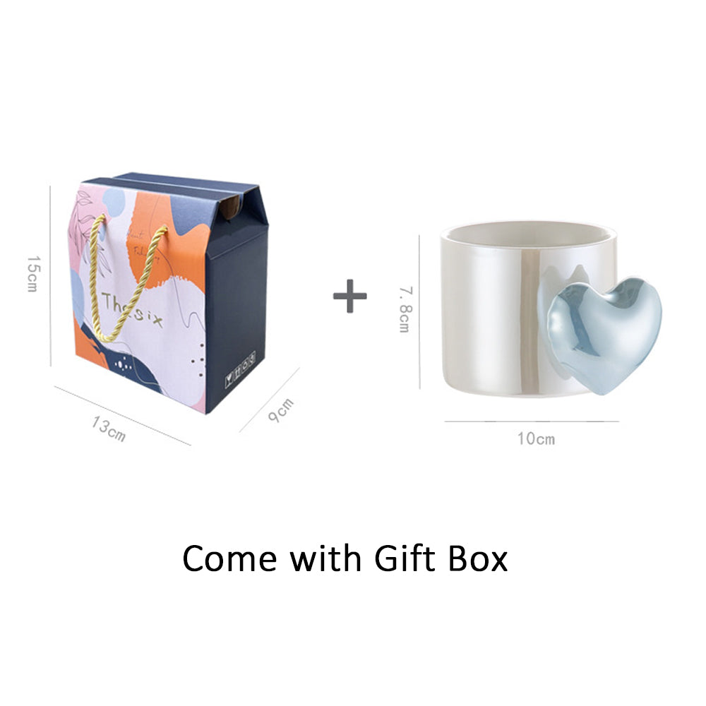 Lovely 3D Heart Love Ceramic Cup Mug Puffy Heart Handle with Gift Box (Purple) 8